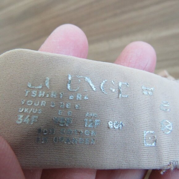 LOUNGE T-Shirt Bra in Ribbed Taupe Nude Comfort Neutral Minimalist - Size 34F - Picture 12 of 12